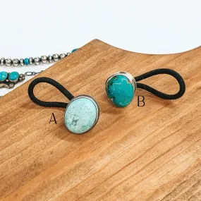 Tony Yazzie | Navajo Handmade Sterling Silver and Kingman Turquoise Stone Hair Tie