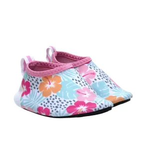 Tropical Hibiscus Aqua Shoes - White