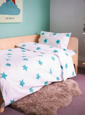 Tuquoise Star Toddler Cot Bed Duvet Set