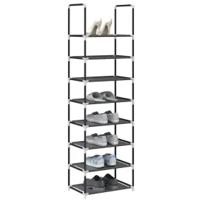 vidaXL Shoe Rack 8-Tier Black 44x28x145 cm Non-woven Fabric