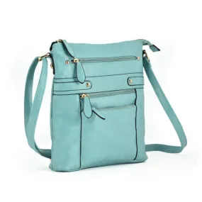 Women Multilayer Zipper Pockets Messenger Bags Casual Shoulder Crossbody