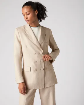 Women's Ava Double Breasted Linen Jacket Oat Brown