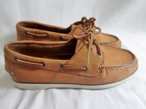 Womens L.L. BEAN Leather Moccasins Mocs Walking Boat Shoes BROWN 7.5 COGNAC