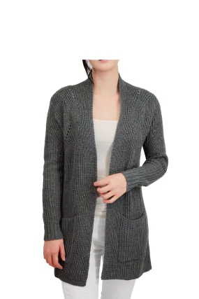 Women's Stylish Drape Long Sleeve Sweater Cardigan Jacket with Two Pockets HK8189