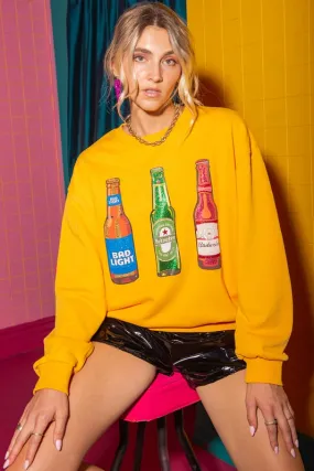 Yellow Glitter Beer Series Graphic Sweatshirts